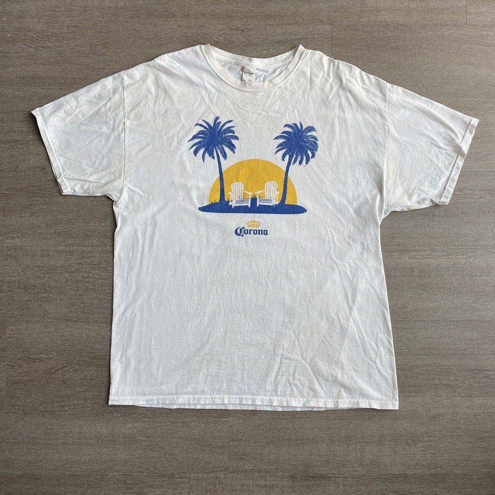 Corona Logo White 100% Cotton T-Shirt Vintage Size XL